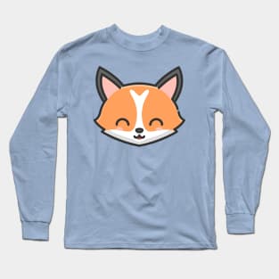 Cute Kawaii Fox Face Illustration Long Sleeve T-Shirt